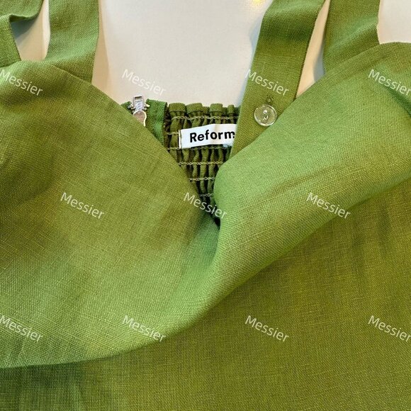 Reformation Miso Linen Mini Dress in Green - Picture 8 of 12